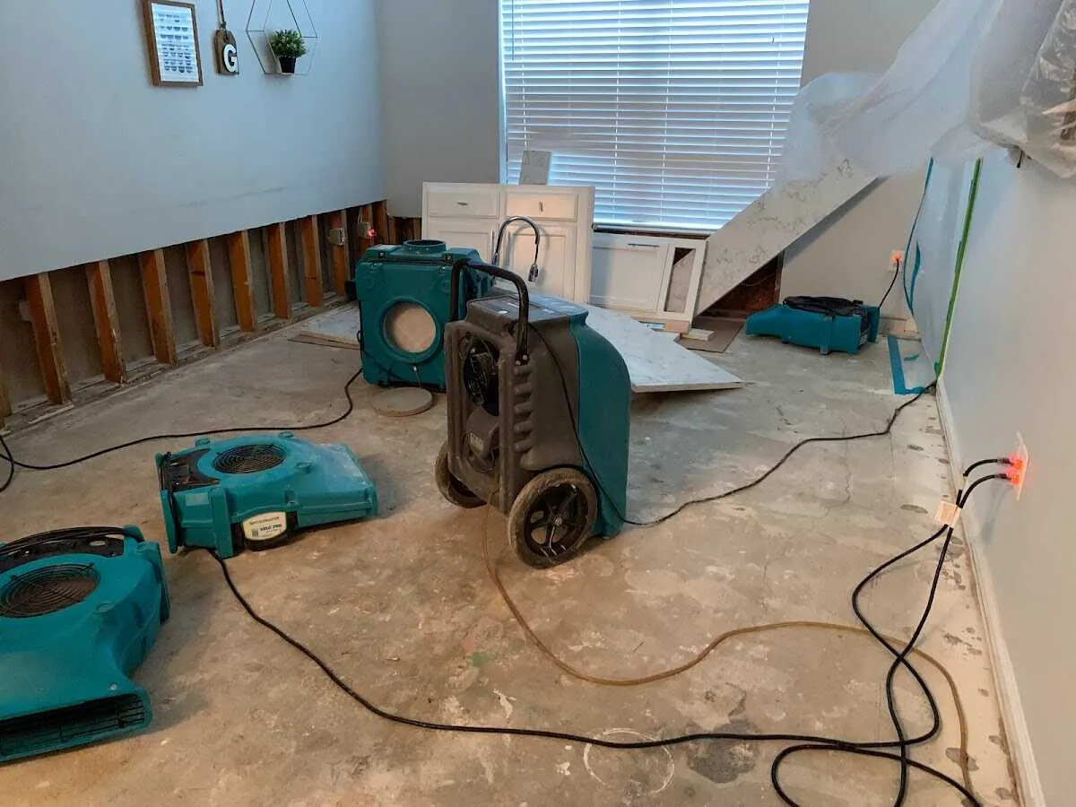 Dehumidifier in flood-cut room for Water Damage Restoration in Camp Pendleton Mainside